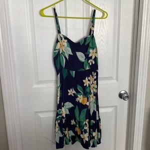 Navy blue floral fruit dress